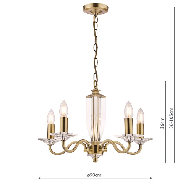 (image for) Laura Ashley Carson 5lt Chandelier Cut Glass & Antique Brass
